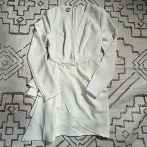 White Long Sleeve Wrap Dress